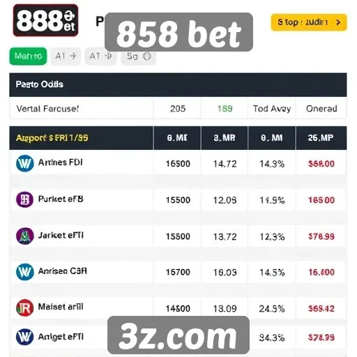 Comparação das odds oferecidas pela 858 bet